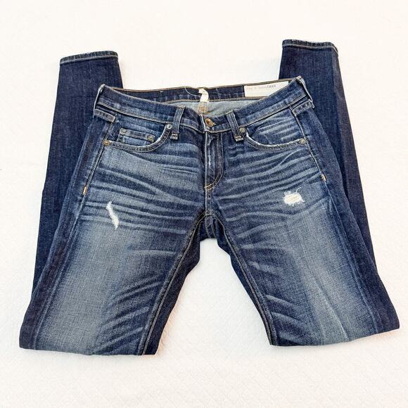 Rag & Bone The Dre Dark Wash Distressed Denim Jeans Size 23 - Picture 4 of 7